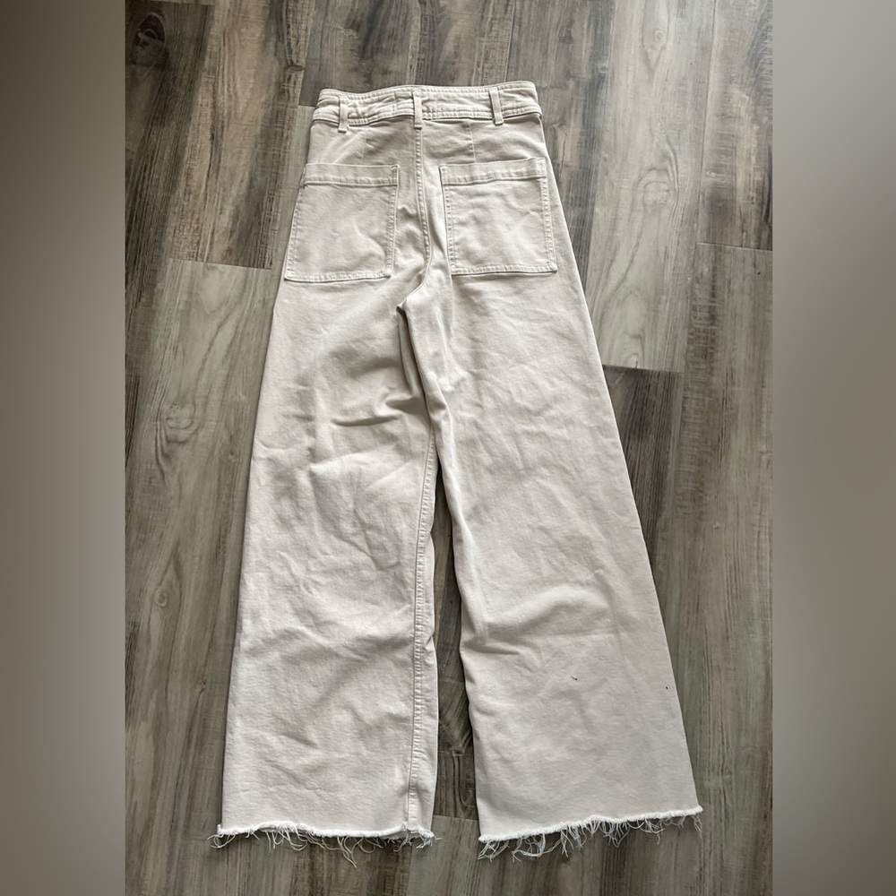 Zara The Marine Straight Jeans Women's Cream Wide-Leg Jeans size 2 - Picture 3 of 3